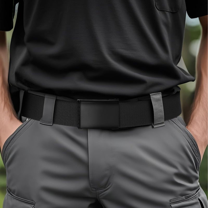 Mile High Life Cut To Fit Canvas Web Belt Size Up to 52" with Flip-Top Solid Black Military Buckle (3 Pack Brown/Navy/Gray) - Image 3